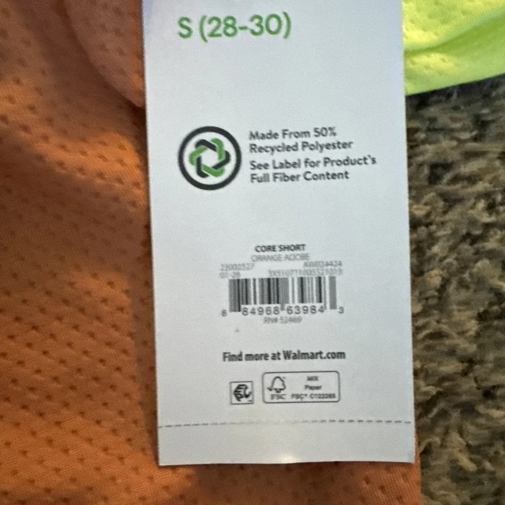 3 Athletic Works Men's Small Core Mesh Shorts 2 Yellow And 1 Orange W/ Pockets